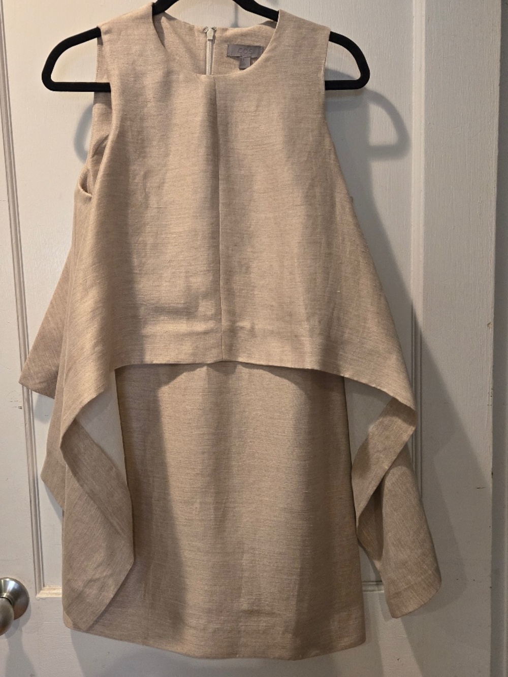 COS Sleeveless High-Low Layered Dress in Beige - Size 8